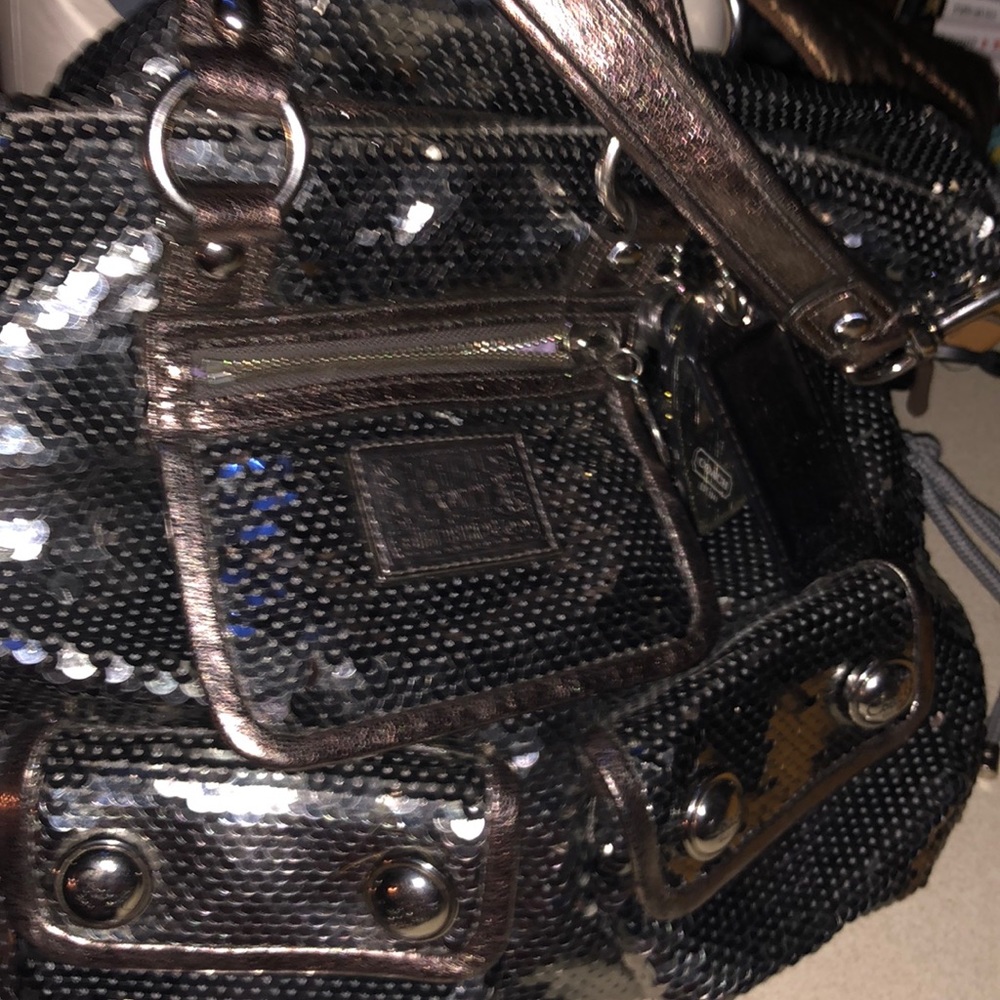 Coach Silver Sequin Poppy Spotlight Bag #13821
